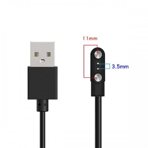Зарядка мангитная USB для смарт часов 2 контакта (3.5 мм - 11 мм)
