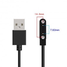 Зарядка мангитная USB для смарт часов 2 контакта (7.62 мм - 14.3 мм)