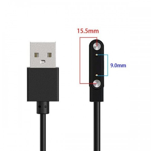 Зарядка мангитная USB для смарт часов 2 контакта (9 мм - 15.5 мм)